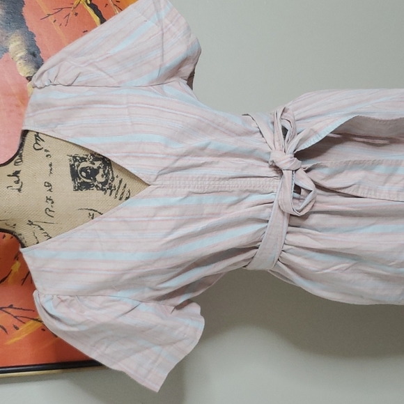 Madewell Striped Puff-Sleeve Tapered Jumpsuit Size 14 L1870 - Picture 6 of 10